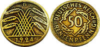 Weimarer Republik 50 Rentenpfennig 50 Rentenpfennig, 1924 G, J.310 -