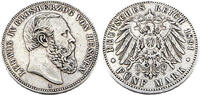 Kaiserreich Hessen 5 Mark Ludwig IV. Grossherzog von Hessen,J.71 -
