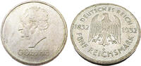 Weimarer Republik 5 Reichsmark Johann Wolfgang von Goethe, Zum 100 Todestag,J.351 -