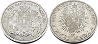 Kaiserreich Hamburg 2 Mark Behelmtes Wappen mit Löwenanhängern - Freie und Hansestadt Hamburg,J.61 -