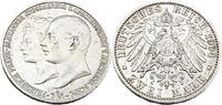 Kaiserreich Mecklenburg-Schwerin 2 Mark Hochzeit von Friedrich Franz IV. Großherzog von Mecklenburg,J.86 -