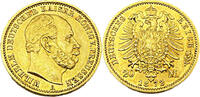 Kaiserreich Preußen 20 Mark Wilhelm II. Deutscher Kaiser König von Preussen, J.243, 1872 A -