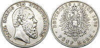 Kaiserreich Württemberg 5 Mark Karl König von Württemberg, J.173 -