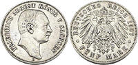 Kaiserreich Sachsen 5 Mark Friedrich August III König von Sachsen, J.136 -