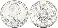 Kaiserreich Preußen 3 Mark Wilhelm II. Deutscher Kaiser König von Preussen, J.113 -