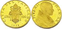 Vatikan 100 Lire 1958 Pius XII. fast Stempelglanz