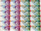   Israel Very Rare!!! 2 Sheet of 12 uncut 20 and 50 Shekel Notes, Sharet and Agnon Uncirculated