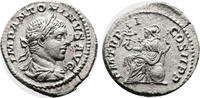 Roman Empire Denarius Elagabalus. Roma holding Victory. -