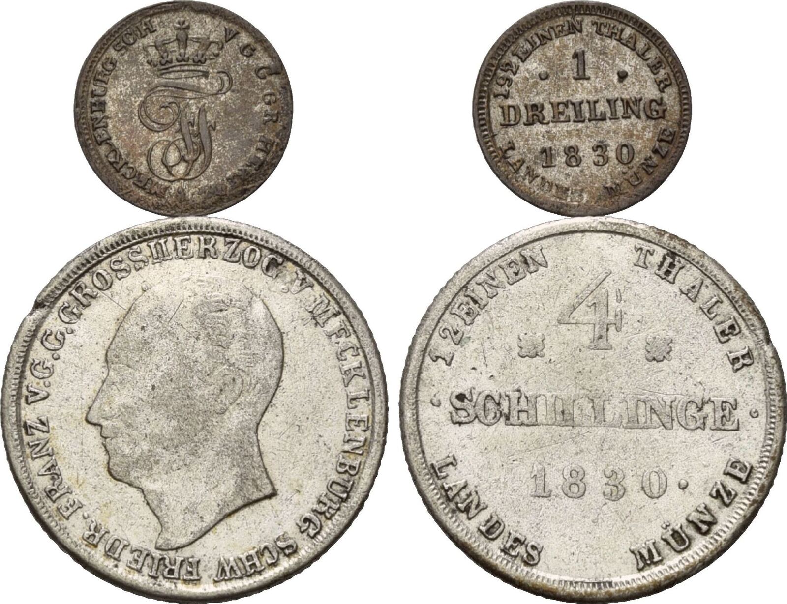 MecklenburgSchwerin, Lot Kleinmünzen 1830, Friedrich Franz I., 1785
