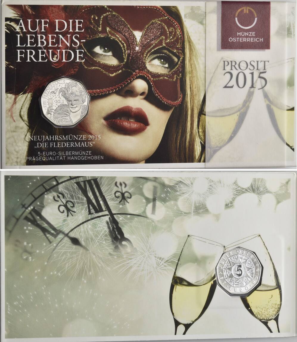 Österreich, 5 Euro 2015, Prost Neujahr, Blister, st | MA-Shops Österreich, 5 Euro 2015, Prost Neujahr, Blister, st | MA-Shops