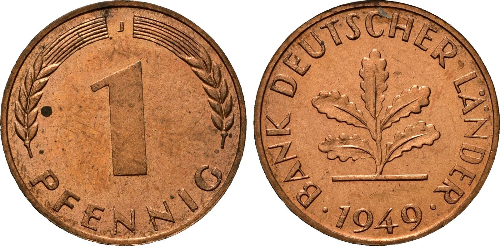 1 Pfennig Bank Deutscher Länder 1949 J