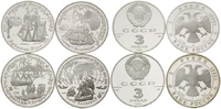 Russland, 4x 3 Rubel Russische Entdeckungen,