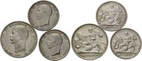 Griechenland, 2x 1 Drachme u. 1x 2 Drachmen Georg I., 1863-1913,