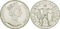 Gibraltar, 1 Crown Olympiade Barcelona 1992 - Speerwerfer vor antiker Siegerehrung,