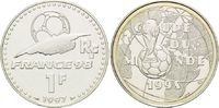 Frankreich, 1 Franc Fußball WM 98 Frankreich - Weltpokal vor Fußball und Globus,