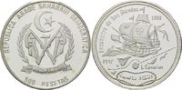 Sahara, 500 Pesetas 500 Jahre Entdeckung Amerikas, Karavelle über Karte der Kanarischen Inseln,