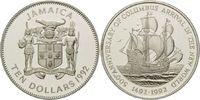 Jamaika, 10 Dollars 500 Jahre Entdeckung Amerikas, Karavelle, Bild