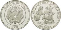 Tonga, 1 Pa´anga William Schouten, Jakob le Maire - Segelschiff, Bild