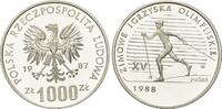 Polen, Probeprägung/Sample 1000 Zlotch Zur Olympiade 1988 - Skilaufen, -