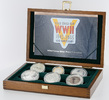 Großbritannien, 6x Silbermünzen (versch. Nominale) The Allied Forces Silver Proof Collection - Ende des 2. Weltkrieges,