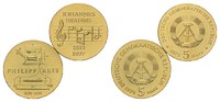 DDR, 5 Mark Gedenkprägungen auf Johannes Brahms und Philipp Reis,