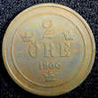 Bronze SWEDEN Oscar II  1900 2 Ore Large Letters SCARCE DATE KM# 746 (23 113) Uncertified
