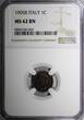 1 Centesimo Italy Vittorio Emanuele III Bronze 1905 R  NGC MS62 BN KM# 35 (043)