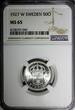 SWEDEN Gustaf V Silver 1927 W 50 Ore NGC MS65 1 GRADED HIGHEST SCARCE KM# 788(3)