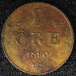 1 Öre Sweden Oscar II Bronze 1890  Large letters KM# 750 (23 162) Uncertified