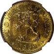 20 Pennia Finland Aluminum-Bronze 1969 S  Mintage-21.000 NGC MS66 TOP GRADE KM#47