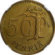 50 Pennia Finland Aluminum-Bronze 1968-S  NGC MS65 TOP GRADED BY NGC  KM# 48 (0)