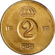 Bronze Sweden Gustaf VI  1959 TS 2 Ore GEM BU Toned KM# 821 (21 954) Uncertified
