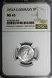 Germany 5 Pfennig German-Democratic Republic (DDR) Aluminum 1952 A  NGC MS65 KM# 6 (009)