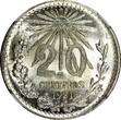 20 Centavos Mexico ESTADOS UNIDOS MEXICANOS Silver 1921 M  NGC MS65 BU KM# 438
