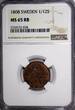 1/12 Skilling SWEDEN Gustaf IV Copper 1808  NGC MS65 RB TOP GRADED KM# 563 (028)
