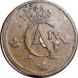 1 SKILLING SWEDEN COPPER 1802  OVERSTRUCK ON 2 ORE S.M. 1743-1768 KM#566 (2424) Uncertified
