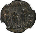 Nummus 393 AD WESTERN ROMAN Honorius AD 393-423 AE4  /Rev.Three emperors NGC (029)