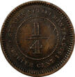 Malaysia 1/4 Cent STRAITS SETTLEMENTS Bronze Edward VII 1905  SCARCE KM# 17 (3683) Uncertified