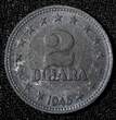 2 Dinara Yugoslavia Zinc 1945  1 Year Type WWII Issue High Grade KM# 27 (28 119) Uncertified