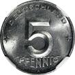Germany 5 Pfennig German-Democratic Republic (DDR) Aluminum 1952 A  NGC MS65 KM# 6 (009)