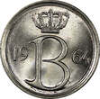 25 Centimes Belgium Baudouin I Copper-Nickel 1964  Dutch text GEM BU KM# 154 (49) Uncertified