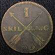 1 Skilling Sweden Carl XIV Johan Copper 1829  Mintage-344,000 33.67mm KM# 597 (6) Uncertified