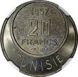 20 Francs TUNISIA Muhammad VIII AH1376 1957  NGC MS64 GEM BU KM# 274 (6)