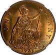 United Kingdom 1 Penny GREAT BRITAIN George V Bronze 1935  NGC MS63 RB NICE TONING KM# 838 (03)