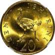 Finland 20 Senti Tanzania Nickel-Brass 1979  Ostrich NGC MS65 TOP GRADED KM# 2 (047)