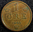 Bronze SWEDEN Oscar II  1893 1 ORE KEY DATE KM# 750 (23 146) Uncertified