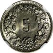 5 Rappen SWITZERLAND Copper-Nickel 1955 B  NGC MS65 HELVETICA KM# 26 (005)