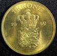 1 Krone Denmark Frederik IX 1959 CS  BETTER SCARCE DATE BU Mint-243,000 KM#837.2 Uncertified