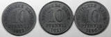 10 Pfennig 1920-1922 Germany - Empire Zinc LOT OF 3 COINS 1920,1921,1922  WWI KM# 26 (969) Uncertified