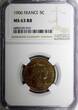 5 Centimes FRANCE Bronze 1906  NGC MS63 RB Nice Toned KM# 842 (010)